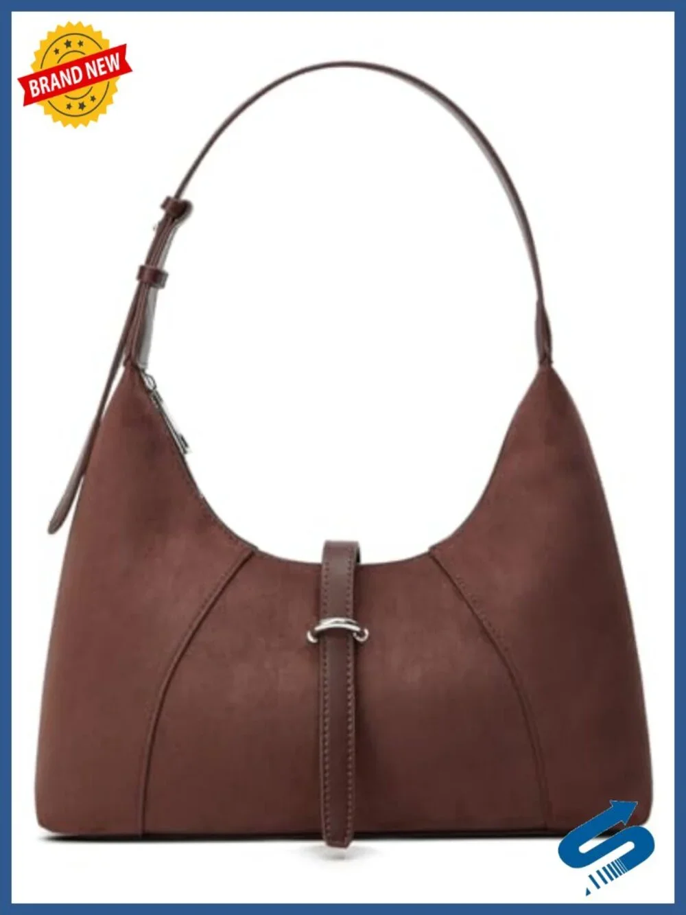 Suede Crescent Shoulder Bag with Adjustable Crossbody Strap Hobo Purse